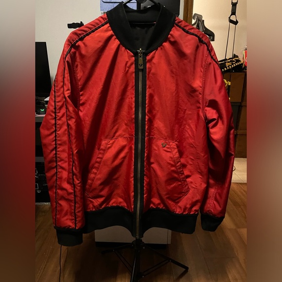 True Religion Embroidered Snake Design Reversible Bomber Jacket - Picture 3 of 15